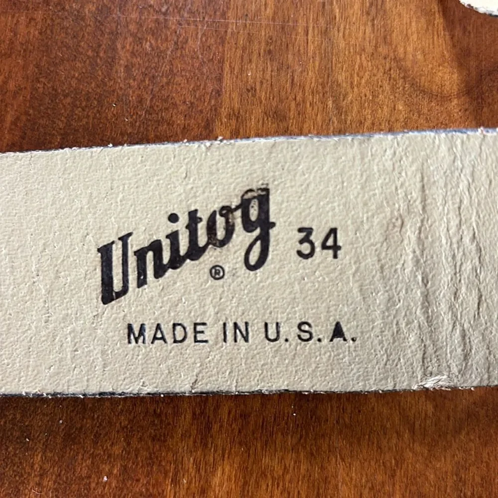 Vintage Unitog Black Leather Buckle Free Belt - 34